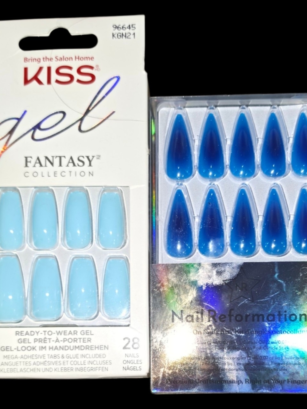 Kiss Gel Two-Tone Light Blue and Deep Blue Press-On Nails